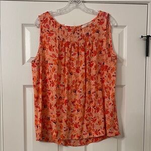 LOFT Floral Sleeveless Blouse - coral and peach size L. Like new